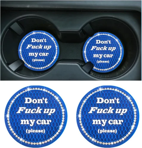 Vista 19 de 2 piezas posavasos brillantes para coche, 2.75 pulgadas insertos antideslizantes para portavasos, posavasos de cristal con diamantes de imitación