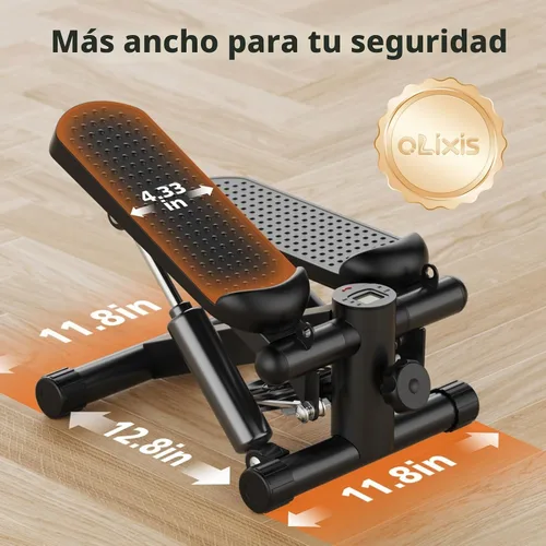Vista 3 de OLIXIS Steppers para ejercicio en equipo de entrenamiento en casa, mini máquina de ejercicio para personas mayores, stepper de giro con bandas