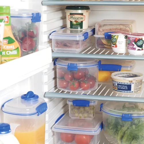 Vista 5 de Sistema KLIP IT Rectangular Collection Recipiente de almacenamiento de alimentos, 33.8 onzas/1.0 L, transparente/azul, 3