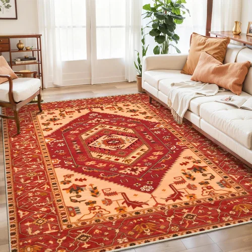 Vista 641 de SERISSA - Tapetes florales vintage, antideslizante, lavable, pequeño, ultrasuave, bohemio, de pelo bajo, para entrada, interiores, habitación