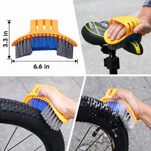 Vista 4 de Juego de herramientas de limpieza de bicicletas de 7 piezas, kit de cepillo limpio para bicicleta, adecuado para montaña, carretera, ciudad