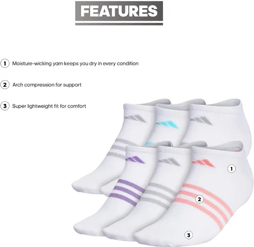 Vista 2 de adidas Calcetines invisibles Superlite para mujer (6 pares)