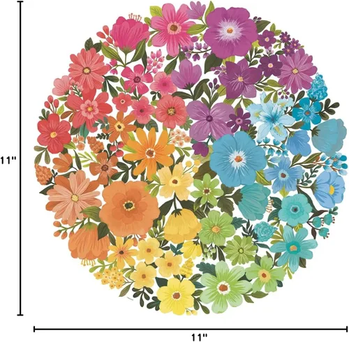 Vista 6 de Ravensburger Circle of Colors: Flowers - Rompecabezas redondo de madera de 500 piezas para adultos y niños, diseño único de piezas, vibrante y sin