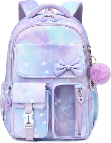 Vista 20 de Mochila para niñas, mochila escolar para niñas, bonita mochila con lazo para niñas, niños y adolescentes, para estudiantes de escuela primaria