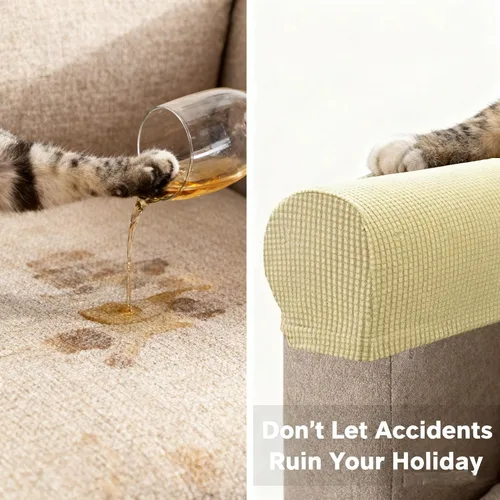 Vista 8 de Fundas elásticas beige a prueba de derrames y arañazos para sofá, sillón reclinable y sillón Ajuste fácil, tela lavable