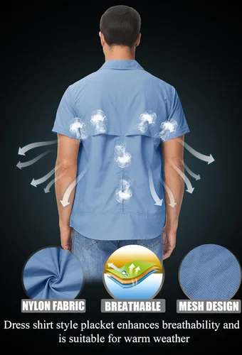 Vista 2 de TACVASEN Camisa de manga larga convertible, transpirable, de secado rápido, con protección UV, para hombre