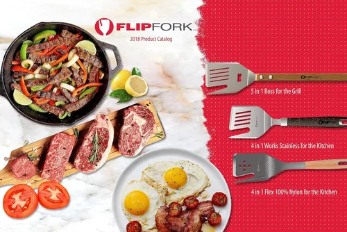 Vista 8 de FLIPFORK 4-n-1 NYLON (no para parrilla) Utensilios de cocina de cocina múltiple con espátula, tenedor, cortador, molinillo de hierbas, funciona