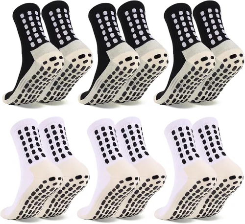Vista 9 de 6 Pairs Grip Soccer Socks Colorful Non Slip Sports Football Basketball Hospital Yoga Socks for Men Women