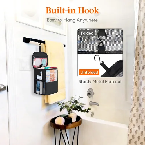 Vista 3 de Lifewit Bolsa Organizadora de Ducha de Malla Portátil Artículos Esenciales para Dormitorio Universitario Canasta Tote Organizadora para Baño