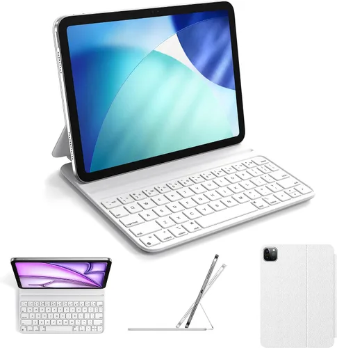 Vista 10 de HOU Funda con teclado para iPad de 10ª generación/iPad de 11ª generación de 11 pulgadas A16 2025 – Folio inteligente, ultra delgada, carga
