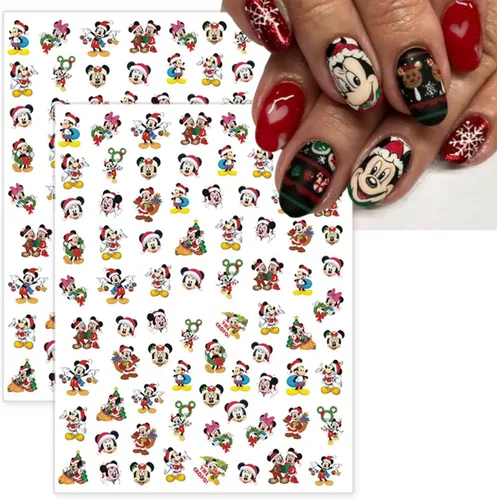 Vista 3 de 4 bonitas calcomanías de uñas de dibujos animados autoadhesivos 3D, suministros de decoración de uñas de Navidad, calcomanías de uñas Kawaii
