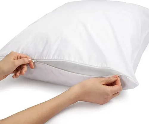 Vista 4 de Protector de almohada de alta calidad: fundas de almohada blancas, funda de almohada de plumas y funda de almohada de mezcla de algodón, protectores