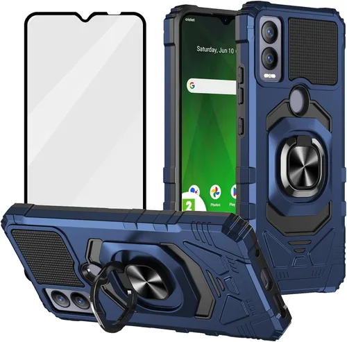 Vista 10 de Ailiber Funda para Cricket Magic 5G U6080AA, ATT Propel 5G con protector de pantalla, soporte de anillo para montaje magnético de automóvil, Soporte