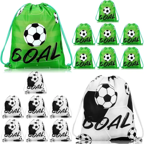 Vista 8 de Shappy Paquete de 16 bolsas de fútbol con cordón para recuerdos de fiesta, 12 x 10 pulgadas, bolsas de regalo, suministros de equipo, regalos