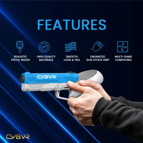 Vista 3 de CYBVR Weighted Gun Stock Controller Grips for the Oculus Quest 2 - VR Accessories for the Meta Quest 2