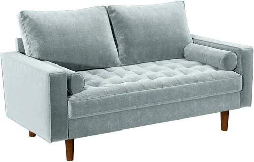 Vista 36 de Container Furniture - Sofá de piel sintética para la sala de estar moderna con cojines extraíbles y patas de madera maciza, sofá estilo lujoso