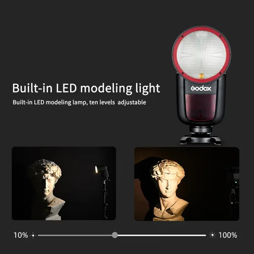Vista 6 de Flash GODOX V1-C Versión USA para Canon, Flash Speedlight V1-CU con 2.4G Inalámbrico TTL, Batería Recargable, Sincronización de Alta Velocidad