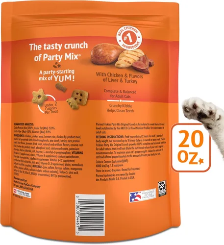 Vista 11 de Alimento para gatos Purina Friskies, Party Mix Original Crunch - Bolsa de 20 onzas