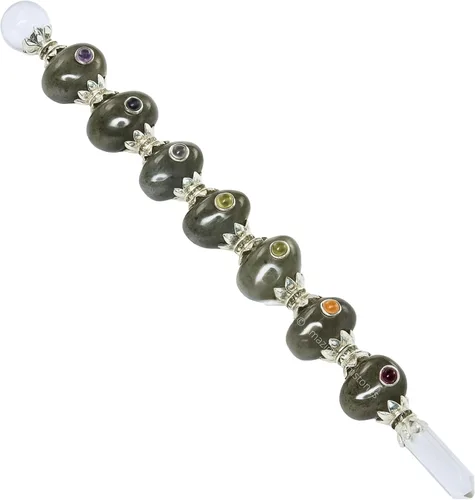 Vista 12 de Amazing Gemstone Varita de cristal para chakras, varitas de cristal curativo, brujería, varita de cristal de Merkaba para meditación, brujería
