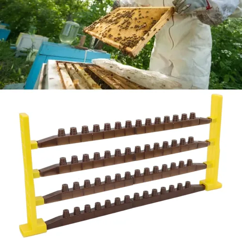 Vista 4 de Marco de barra de celda Queen Bee,Apicultura Queen Cell Cup Holder Frame Bar,Kit de copas de celda de abeja,Equipo de apicultura Queen Bee Base Base