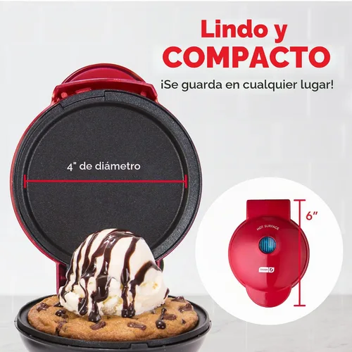 Vista 5 de DASH Mini Máquina para Hacer Waffles + Plancha, Paquete de 2 Máquina para Waffles + Plancha - Rojo