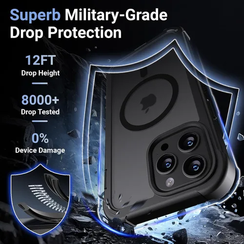 Vista 3 de Funda magnética para iPhone 13 Pro Max, protector de pantalla, compatible con MagSafe, protección contra caídas de grado militar, protección