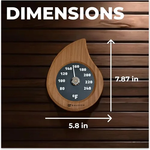Vista 6 de Termómetro de sauna de madera de alta calidad, números grandes, duradero y duradero, termómetro de sauna fácil de instalar Fahrenheit