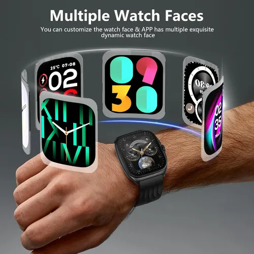 Vista 7 de SOUYIE Smart Watch with SOS, 1.85" AMOLED Display Fitness Tracker, Heart Rate Blood Oxygen Sleep Monitor for Men Women, IP68 Waterproof Sport Watch