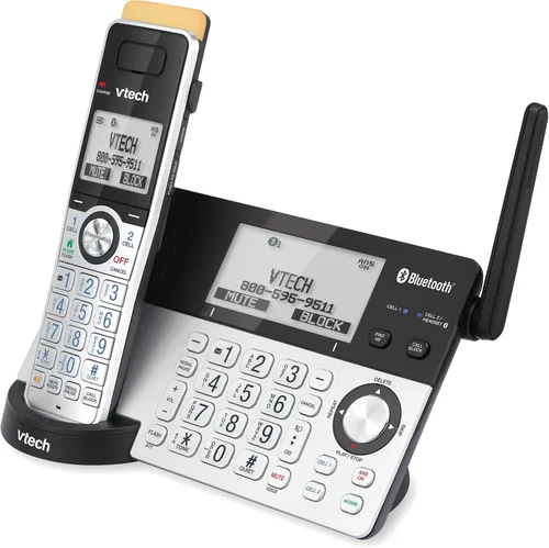 Vista 2 de VTech IS8151 - Teléfono inalámbrico DECT 6.0 de alcance superlargo para el hogar con contestador automático, alcance de hasta 2300 pies, bloqueo