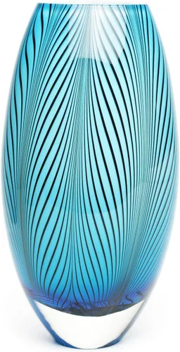 Vista 11 de Ca D Oro - Florero de cristal estilo Murano, patrón de plumas de ámbar, vidrio soplado a mano para flor, decoración de habitación y centro de mesa