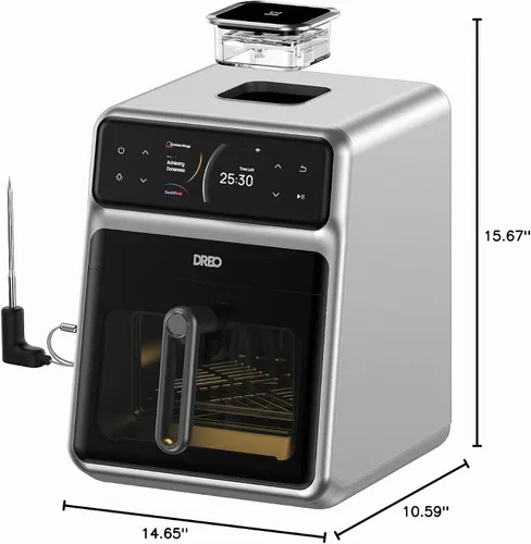 Vista 9 de Dreo ChefMaker - Freidora combinada, cocina como un profesional con solo presionar un botón, freidora de aire inteligente con sonda de cocina