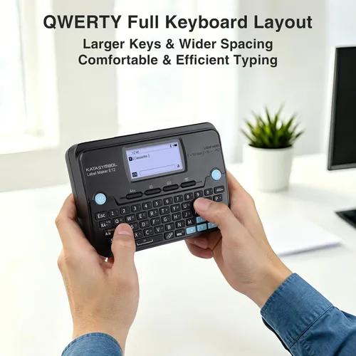 Vista 6 de SUPVAN Máquina etiquetadora con teclado y Bluetooth E12 con 4 cintas Negro