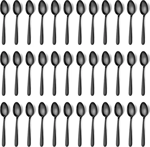 Vista 10 de Pleafind 36 cucharas de café, cucharas de 4.7 pulgadas, cubertería, cuchara de té de acero inoxidable, mini cuchara, cucharaditas pulidas con espejo