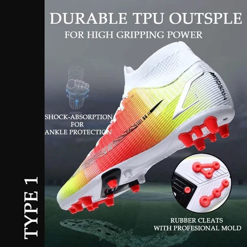 Vista 4 de HESBITEUL Zapatos deportivos para hombre para interiores y exteriores cómodos de fútbol para estudiantes de alta potencia de agarre