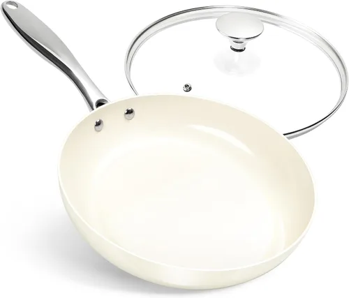Vista 11 de MICHELANGELO Sartén pequeña – Sartén antiadherente de 8 pulgadas con tapa, sartenes de cerámica no tóxicas con mango de acero inoxidable, sartén