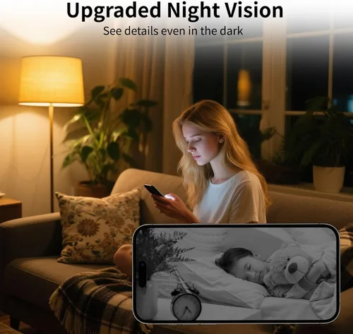 Vista 4 de Mini cámara de seguridad 4K WiFi cámara inalámbrica pequeña inteligente portátil HD cámara de niñera con detección de movimiento en la nube