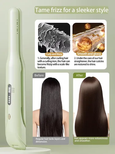 Vista 6 de Alisador y rizador de pelo inalámbrico 2 en 1, mini alisador de pelo de 3 temperaturas de 60 segundos, plancha plana de viaje portátil, aniónico