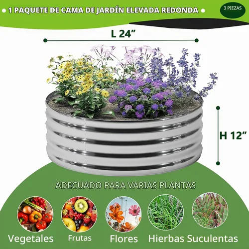 Vista 2 de DIIYIV - Cama de jardín elevada galvanizada, 2 x 2 x 1 pies, 3 piezas
