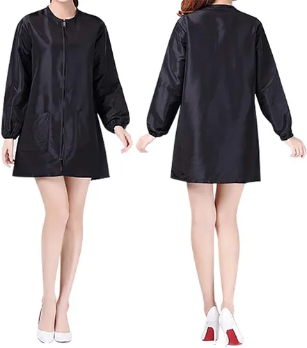 Vista 2 de TOPTIE Personalizado Bordado Satén Manga Larga Salón Smock Unisex Peluquero Peluquero Capa Chaqueta Mascota Aseo Ropa de Trabajo