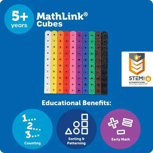 Vista 5 de Cubos MathLink de Learning Resources - Juego de 100 cubos, para niños de 5 años en adelante, actividades STEM, elementos manipulativos