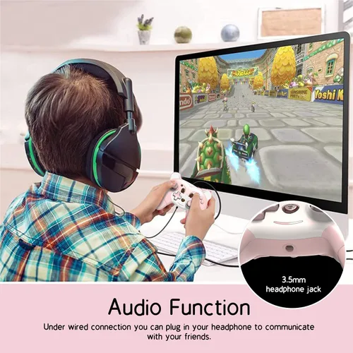 Vista 7 de Mytrix Pink Wireless Controller for Nintendo SwitchSwitch Lite Cute Pro Controller with Macro Wake-Up Headphone Jack Turbo Motion Vibration