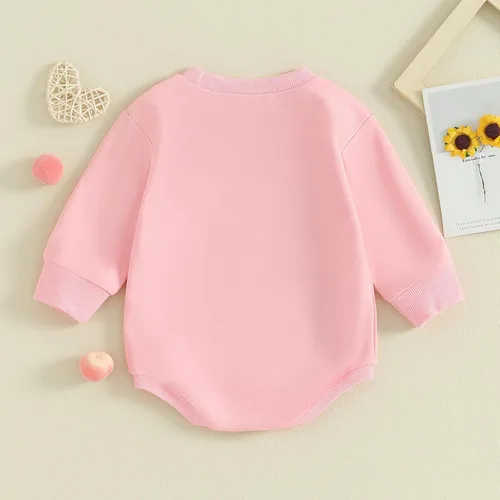 Vista 61 de SOLILOQUY Traje de manga larga con cuello redondo para el primer día de San Valentín para bebé niño y niña, mameluco de corazón de amor