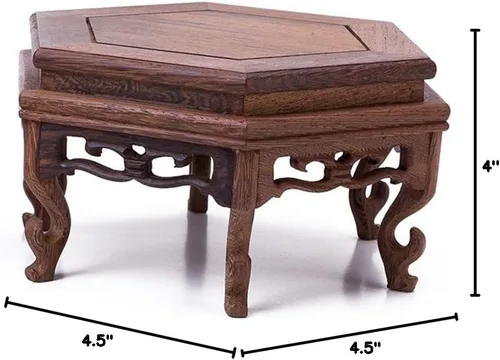 Vista 6 de Hermosa mano artesanal hexagonal palisandro oriental Fishbowl jarrón soporte 4.5