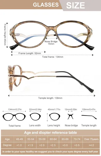 Vista 3 de OKH Women's Reading Glasses - Progressive Multifocus Readers Blue Light Blocking Multifocal Transition Reading Glasses