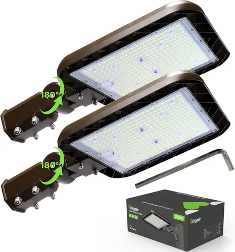 Vista 11 de Glitgate Luz LED de estacionamiento de 150 W, 22500 lm, 5000 K, montaje deslizante, iluminación de área de calle con fotocélula del atardecer al