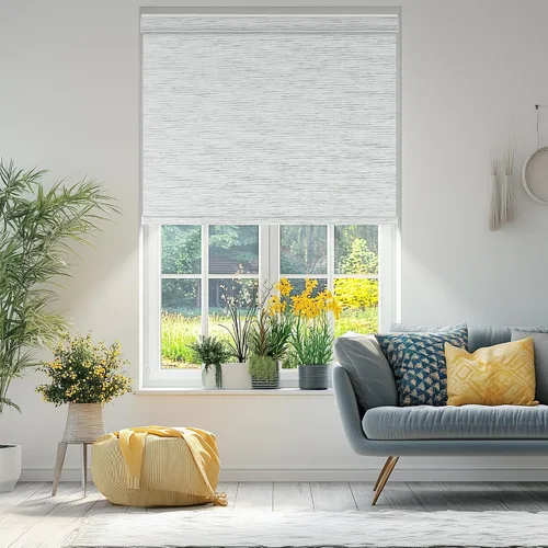 Vista 2 de Persianas enrollables opacas sin cordones para ventanas, con cenefa de casete, cortinas de ventana de jacquard a rayas para dormitorio, tela