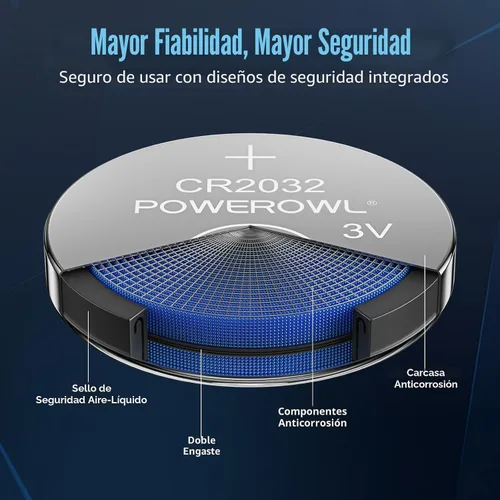 Vista 3 de POWEROWL Paquete de 12 Baterías CR2032 de Alta Capacidad - Reemplazo de Batería CR2032 de Litio 3V para Apple Airtag, Llavero, Control Remoto