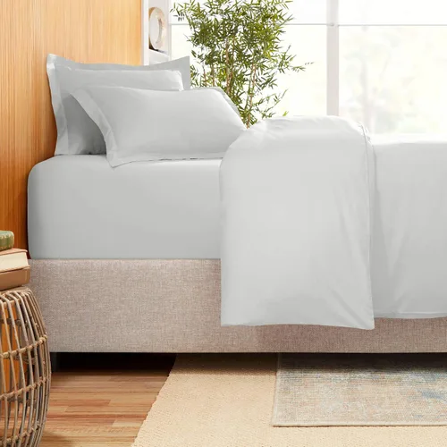 Vista 4 de 100 % algodón natural de 400 hilos, 1 pieza con bolsillo profundo de 21 pulgadas y 2 fundas de almohada, juego de sábanas de 3 piezas
