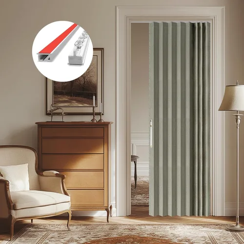 Vista 17 de AJAZZ Cortinas 100% Opacas para Puertas Corredizas de Entrada, Puertas de Acordeón para Entrada, Cortina Magnética para Puerta de Dormitorio Sala