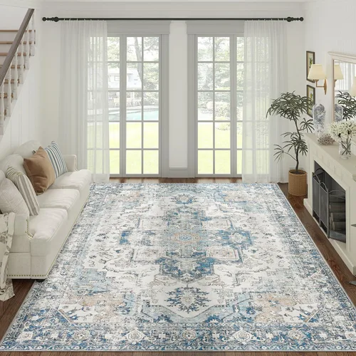 Vista 42 de jinchan Alfombra de Área 2x3 pies Alfombra Vintage de Entrada Lavable Bohemia Tapete Interior para Puerta Medallón Floral Tapete Pequeño para Puerta